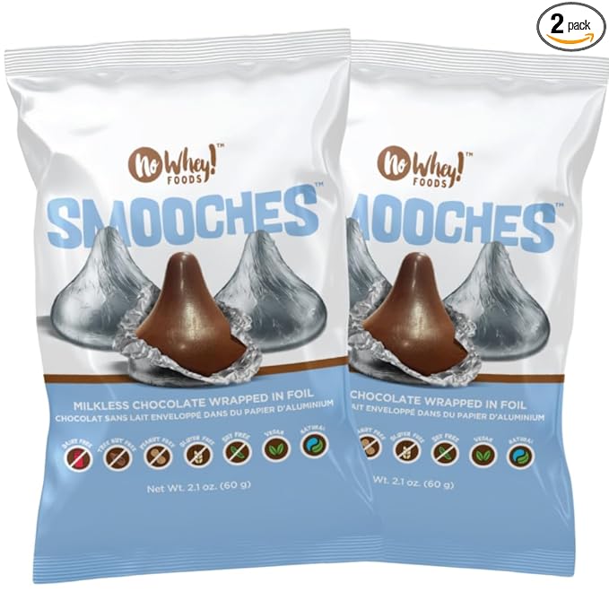 SMOOCHES, 2 PACK | Allergy Friendly, Vegan Chocolate Silver Foil Wrapped Candy | Dairy Free, Nut Free, Peanut Free, Gluten Free | No Whey Foods
