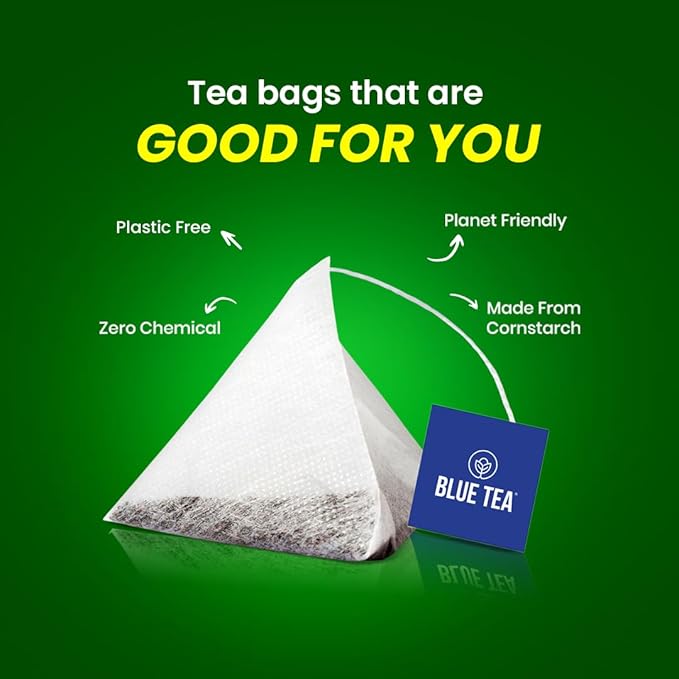 BLUE TEA - Peppermint Tea - 10 Count - Plant Based Tea Bag | SUPPORTS DIGESTION | Antioxidant Rich | Fresh & Cool Minty Flavour | Caffeine Free - Herbal Tea - Non-Bitter - Leaf Based | Ziplock Pack