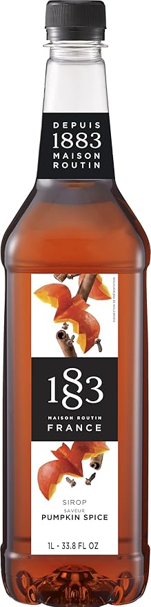 1883 Pumpkin Spice Syrup for Drinks – Authentic French Flavor, Perfect for Coffee, Lattes & Cocktails – 1 Liter Plastic Bottle – Made in France