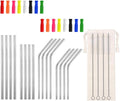 Lazycorner 16 Pcs Short Metal Straw, 6mm 5.5" 6.5" Kids Reusable Straw Silicone Tips Cleaner, Mini Small Stainless Steel Straws Fit 8 10 12 oz Tumbler/Wine Tumblers, Reusable Cocktail Straws(Silver)