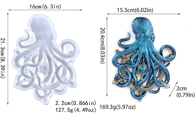 Octopus Resin Mold, Cute Silicone Octopus Epoxy Molds, 3D Large Animal Silicone Molds for Resin Casting, Wall Hanging, Desktop Ornament Home Decor (6), OSM-58