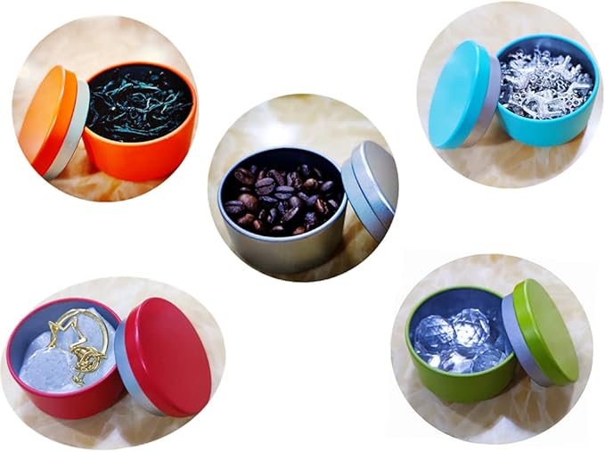 12 Pcs Mini Airtight Metal Tea Tins Food Storage Container Decorative Metal Canisters for Tea Coffee Spices Candy Crafts Gift Favors Party Decor (2.1x1.6 Inches 0.7oz)