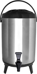 Stainless Steel Insulated Beverage Dispenser – Insulated Thermal Hot and Cold Coffee Carafe – 10 Liter Drink Dispenser with Spigot for Hot Water, Tea & Coffee, Cold Milk, Juice & More BLACK