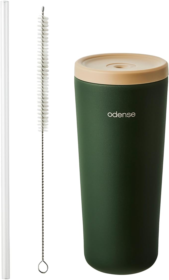 Odense Legodt Straw Tumbler 24oz - Double Stainless Vacuum Insulated Tumbler with Lid & Straw - Travel Mug, Water Bottle for Iced Coffee & Iced Tea, Cold Drinks, Dishwasher Safe(Tangerine Yellow)