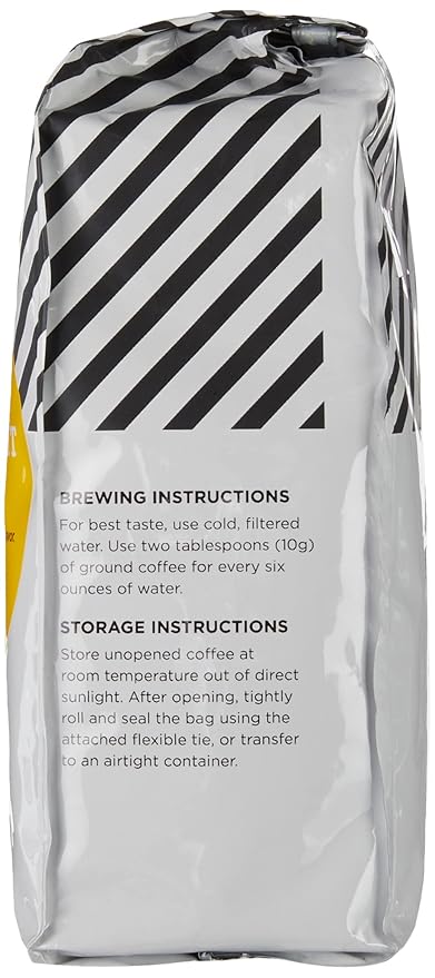 Amazon Fresh Just Bright Whole Bean Coffee, Light Roast, 12 Ounce (Pack of 3)