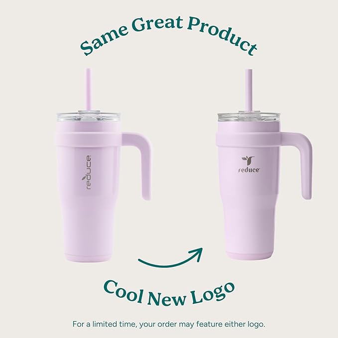 REDUCE 24 oz Stainless Steel Tumbler with Handle - Dual-Wall Vacuum Insulated Travel Mug, Sweat-Proof Lid & Reusable Straw - Keeps Drinks Cold for 24 Hrs, Fits Cupholders, Dishwasher Safe - Mojito