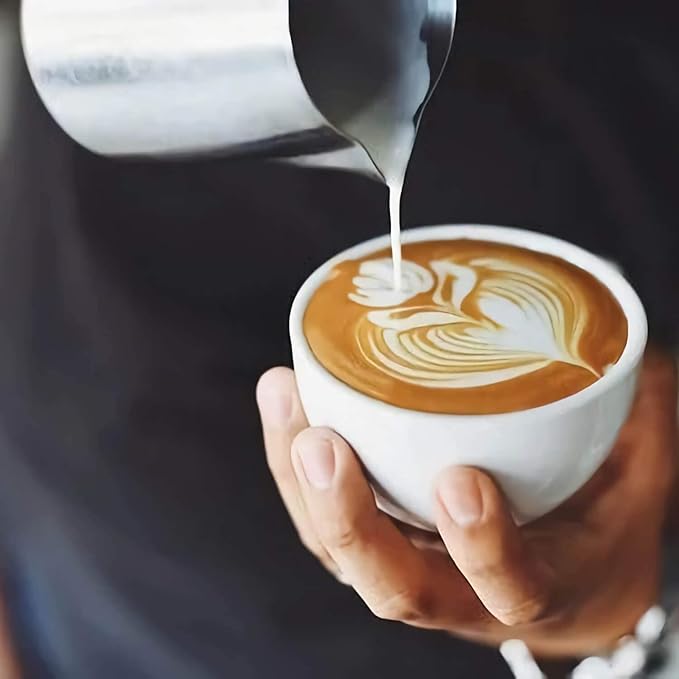 Milk Frothing Pitcher 12oz, Espresso Steaming Pitchers 350ml, Frother cup, Coffee Cappuccino Latte Art,304 Stainless Steel Jug with Decorating Art Pen
