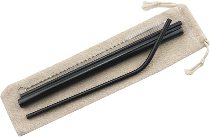 Gugrida Metal Straws Stainless Steel Straws 8.5" Drinking Straws Reusable 3 Set - Ultra Long Muti Color-Cleaning Brush for 20/30 Oz for Trail Tumblers Yeti RTIC SIC Ozark (2 Straight|1 Bent|1 Brush）