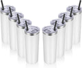 VEGOND Stainless Steel Tumblers Bulk 8 Pack, 20 oz Vacuum Insulated Skinny Tumblers with Lid and Straw, Double Wall Coffee Mug, Travel Water Cup, White
