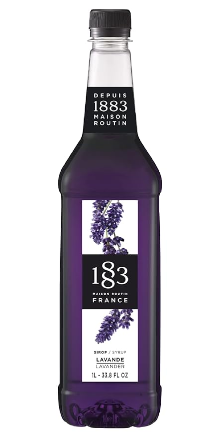 1883 Lavender Syrup for Drinks – Floral Flavoring Syrup for Coffee, Cocktails & Lemonades – 1 Liter Plastic Bottle – Made in France