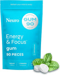 Neuro Energy & Focus Gum - 40mg Natural Caffeine Gum & Nootropic Energy Supplement with L-Theanine & B Vitamins - Sugar Free, Vegan - Peppermint, 90ct