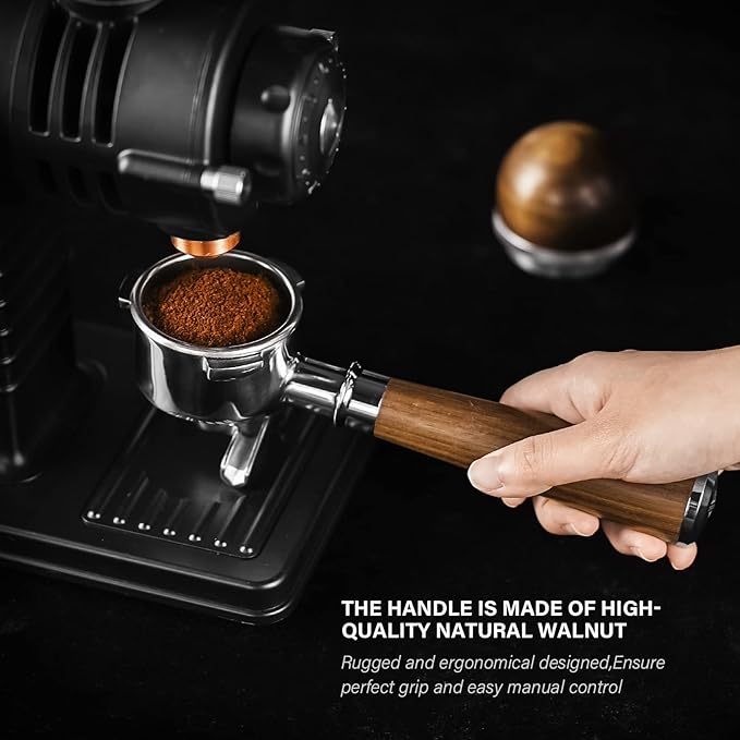 CrossCreek 54mm Espresso Double Spouts Portafilter with 3 Ear | Fits 54mm Breville/Sage Barista Espresso Machine | Stainless Steel Basket and Walnut Handle | Espresso Accessories