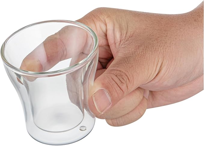 Restaurantware-Forma Professional 3.4 oz Double Wall Shot Glasses, 12 Insulated Espresso Cups - Dishwashable, Reusable, Clear Glass Coffee Cups, Freezable, For Hot Or Cold Beverages