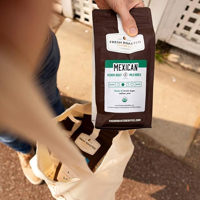 Fresh Roasted Coffee, Organic Mexican | Mold & Myco 3rd Party Tested, USDA Organic, Kosher | Medium Roast 12 oz Whole Bean