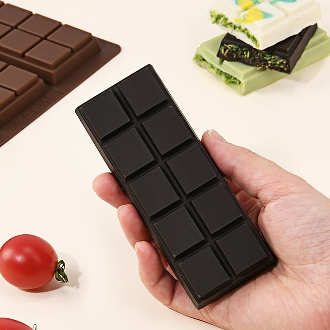 2 Pcs Chocolate Molds Silicone, Deep Chocolate Bar Mold, Non-Stick Food Grade Chocolate Mold for Dubai Chocolate Bar Pistachio, Candy and Chocolate Making - 60 Square Shape
