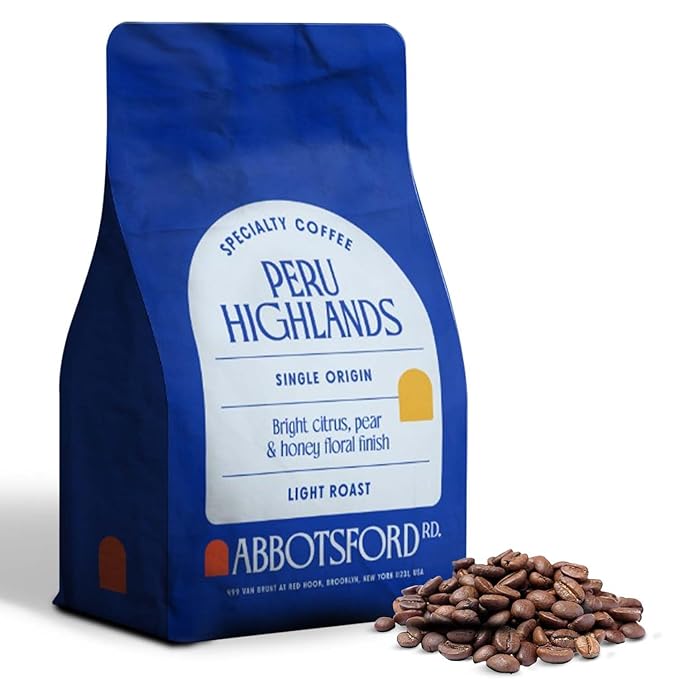 Peru Highlands Flavored Whole Bean Coffee, Light Roast Coffee Beans with Bright Citrus, Pear, and Honey Floral Finish, Single Origin 12 oz Bag, Perfect Andes Beans