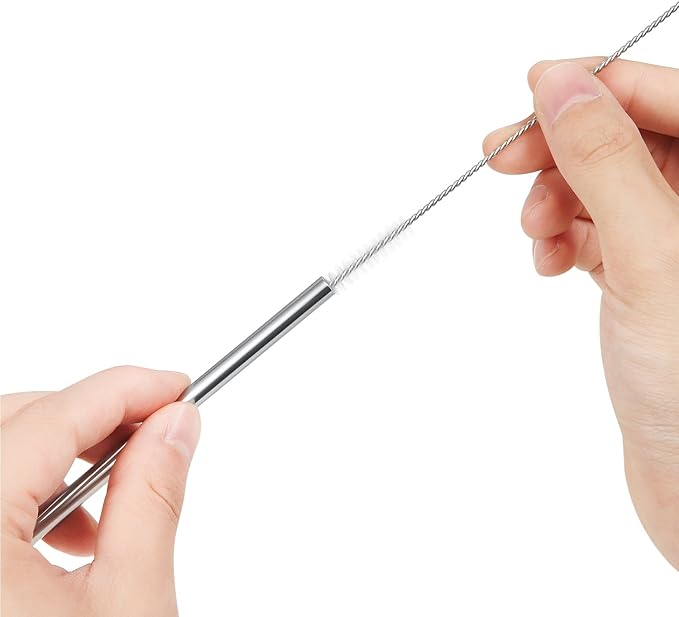 25 Piece Set Stainless Steel Straws Long 8.5 Inch Drinking Metal Straws Reusable Drinking Straws for 20 OZ (20 Bent|5 Brushes)