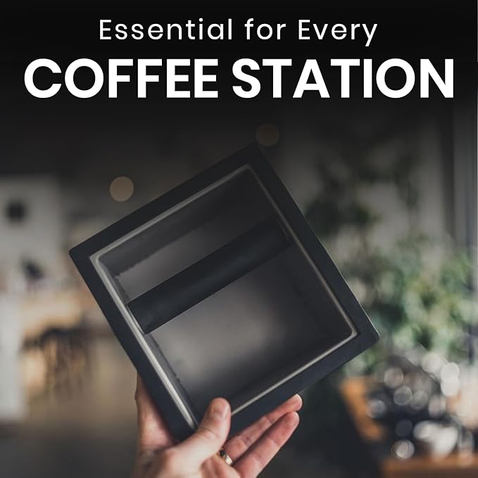 Rattleware Stainless Steel Knock Box 6"x5.5"x4" | Heavy-Duty Espresso Grounds Container with Welded Bar | Durable Rust-Resistant Coffee Knockout Box with Non-Slip Rubber Base for Professional Baristas