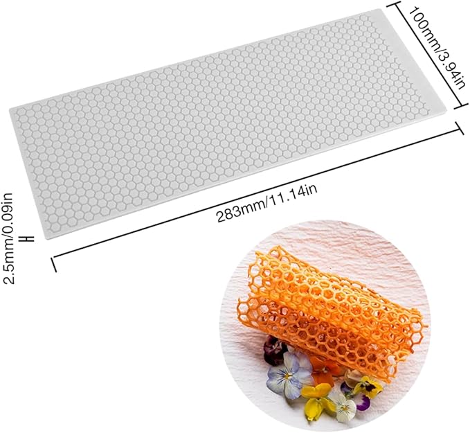 mostsom 3D Hollow Out Lace Mold Honey Shape Cake Mold Decorative Lace Mat Sugar Craft Silicone Pad Honeycomb Fondant Moulds Decorating Tools Baking (B_ Honeycomb)