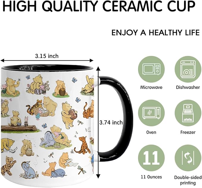 Honey Bear Coffee Mug, Cute Bear Design Gifts, Bears Theme Coffee Mug, Pooh Lover Gift, Winnie Gift for Women Friends, Pooh Gifts for Birthday Christmas