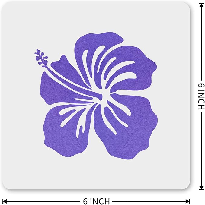 MAGJUCHE Hibiscus Stencil 6 Inches, Reusable Spring Flower Stencil for Painting DIY Crafts Decor