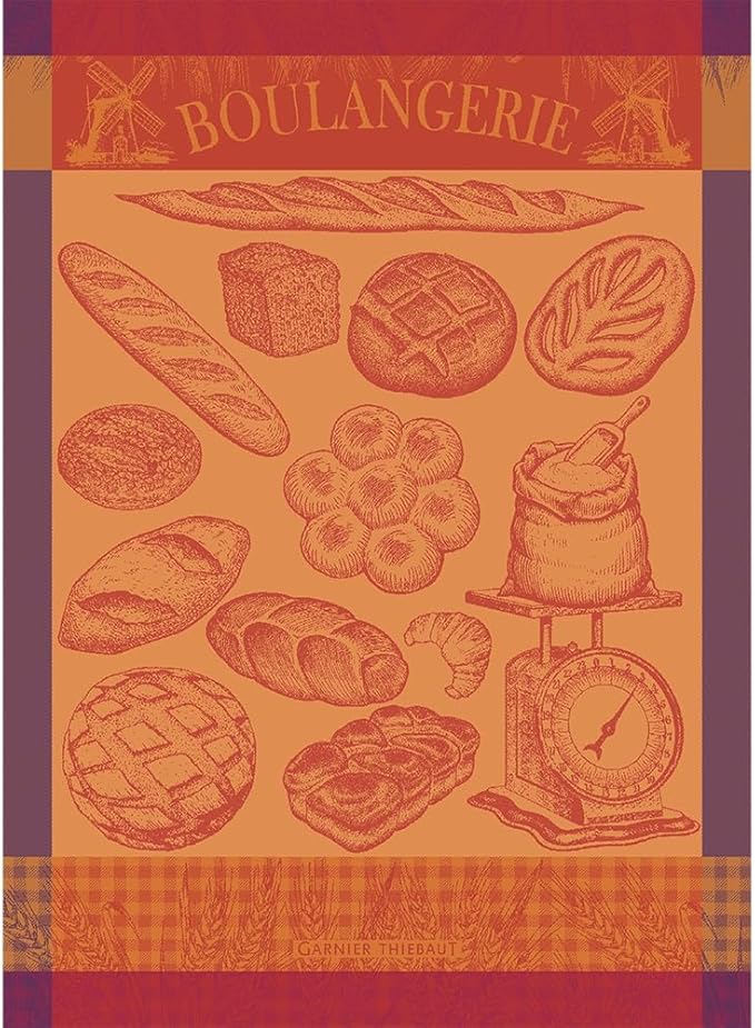 Garnier Thiebaut Boulangerie Moulin Ambre (Moulin Amber Bakery) French Kitchen Towel 22"x30", Cotton, Jacquard