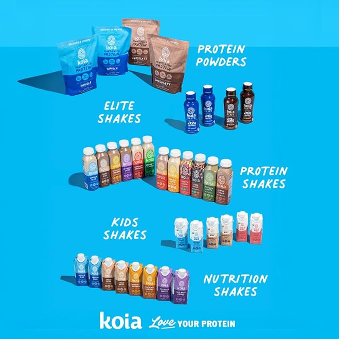 Koia Plant Based Protein Shake, Vanilla Bean, 20g Protein, 3g Sugar, 6g Prebiotic Fiber, 21 Vitamins & Minerals, Meal Replacement Drinks, Dairy-Free, Gluten-Free, Non-GMO, 11 Fl Oz (Pack of 18)
