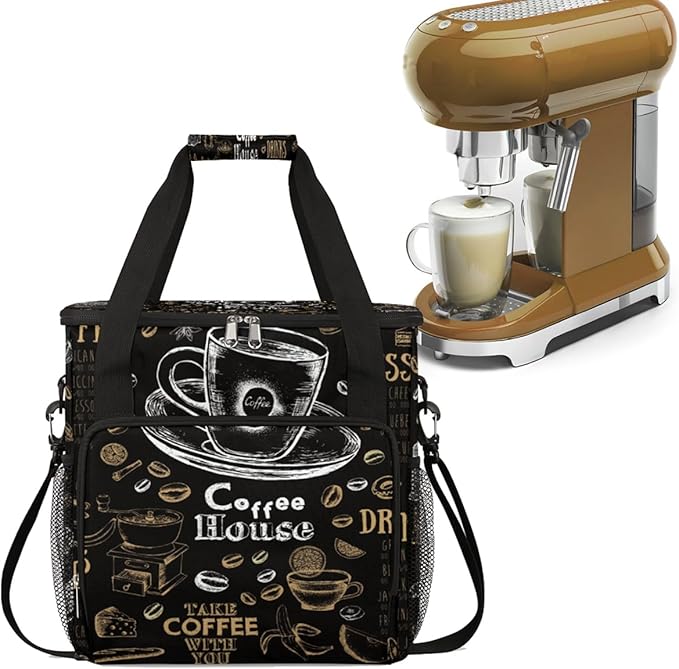 cfpolar Coffee Maker Storage Bag, Waterproof Travel Carrying Storage Tote Bag Organizer Case, Compatible with K-Mini or K-Mini Plus, And Suitable for Other Accessories， With Pockets for K-Cup Pods