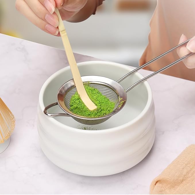 Matcha Whisk Set with Matcha Bowl, Matcha Bamboo Whisk, Scoop, Sifter, Matcha Whisk Holder Unique Gifts for Women Men Girl Friend Home Kitchen Decor Gifts for Christmas, Birthday, matcha kit