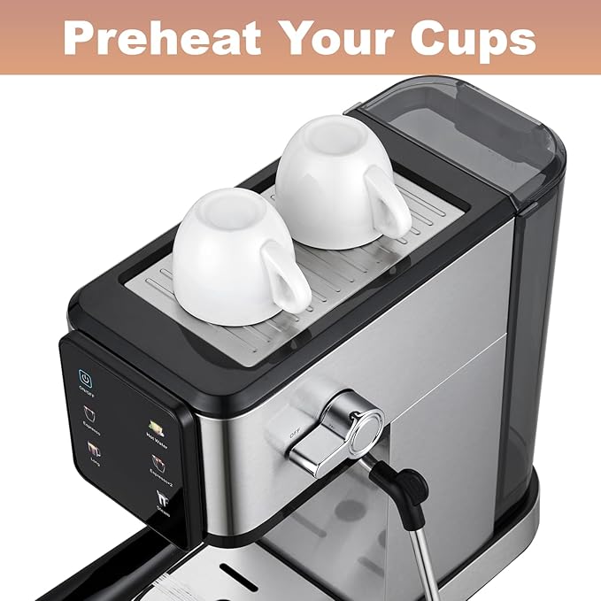 20Bar Espresso Machine with Dual Boiler, LCD Touch Control & Milk Frother| Compact Home Coffee Maker for Café Style Cappuccino & Latte