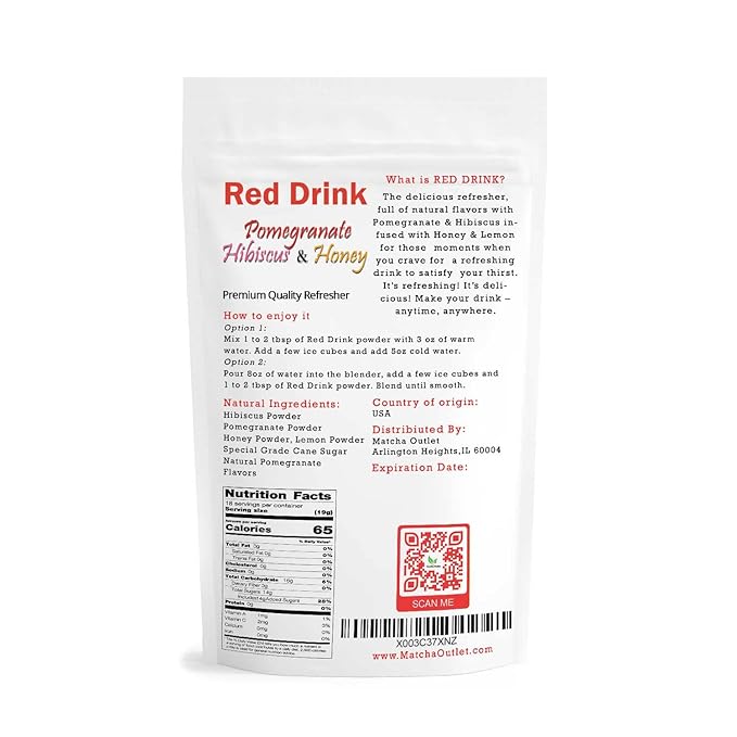 Pomegranate Hibiscus Honey Lemon Refresher 12oz Natural Powder Drink Mix