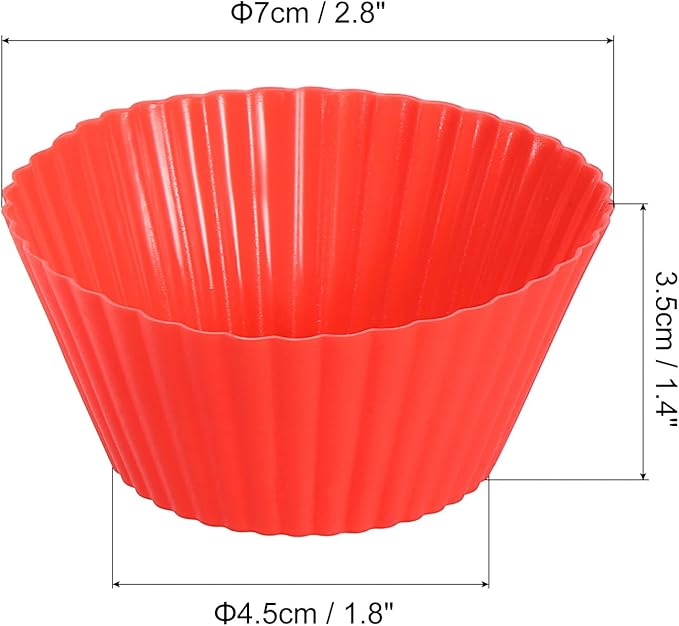 uxcell 18Pcs Silicone Cupcake Liners, Non-Stick Baking Cups, for Cooking Eggs, Baking Muffins and Make a Cake(Red)