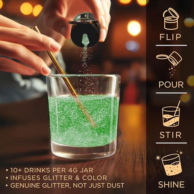 Brew Glitter - Green (25g 1x Pump) | Edible Glitter for Cocktails, Mocktails and Beverages