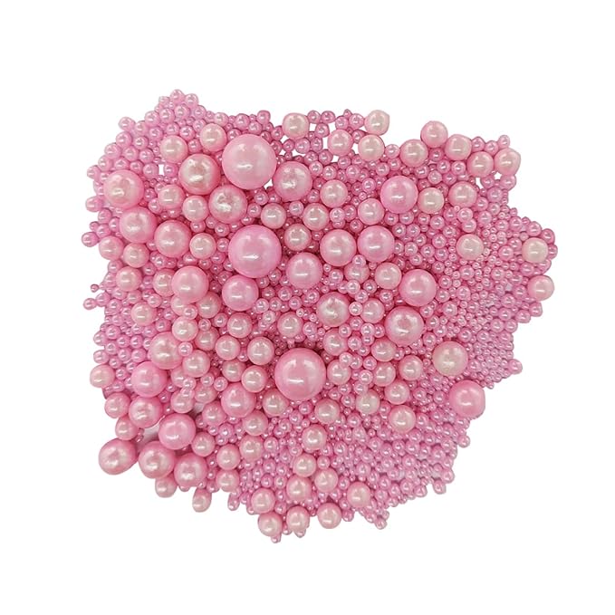 Edible Pink Sugar Pearls Candy Sprinkles 120G/ 4.23Ounce Baking Cake Sprinkles Cupcake and Cake Topper Cookie Decorations Wedding Party Valentines Halloween Christmas Supplies