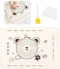 Little Bear Pastry Mat Set:Silicone Pastry Mat with Cake Scraper Rolling Pin Pastry Brush for Baking (standard, count, 4)