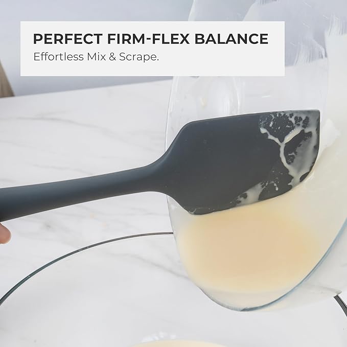 Elihome Classic Silicone Spoonula - Non-Stick Heat Resistant Silicone Scraper Spatula for Mixing, Serving, Scraping, Stirring, and More - 11 Inch, Dark Grey