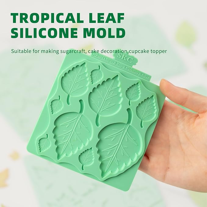 KALAIEN Silicone Leaf Molds - Chocolate & Fondant Molds for Clay Crafts, Air Dry, 3D Candy & Gumpaste Moulds (Set of 2)