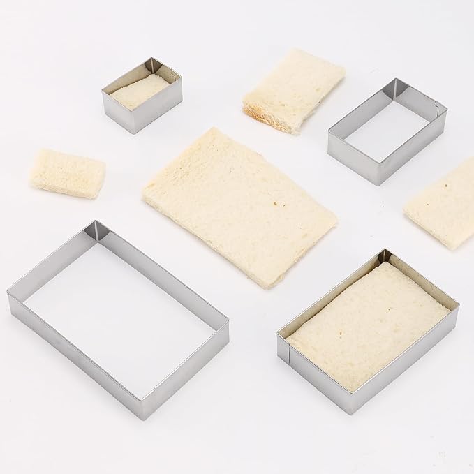 Rectangle cookie cutter ANCKNE Stainless Steel Rectangle Biscuit Molds Square Pastry Molds Fondant Cake Cookie Cutter Set 1 Inch Depth