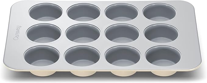 Caraway Non-Stick Ceramic 12-Cup Muffin Pan - Naturally Slick Ceramic Coating - Non-Toxic, PTFE & PFOA Free - Perfect for Cupcakes, Muffins, and More - Cream