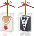 RomanticBaking 37 PCS 3.5"x 2.4"x 1.38"Clear Rice Krispie Treat Boxes with Hole for Cakesickle, Small Macaron, Candy,& Treat Boxes Party Favors