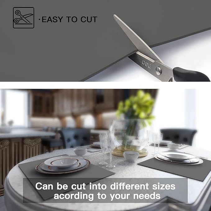 2MM Thick Silicone Countertop Mat, 31.5"x 23.6" Silicone Mats for Kitchen Counter, Nonslip Heat Resistant Mat, Large Kitchen Counter Mats, Waterproof Countertop Protector, Light Gray