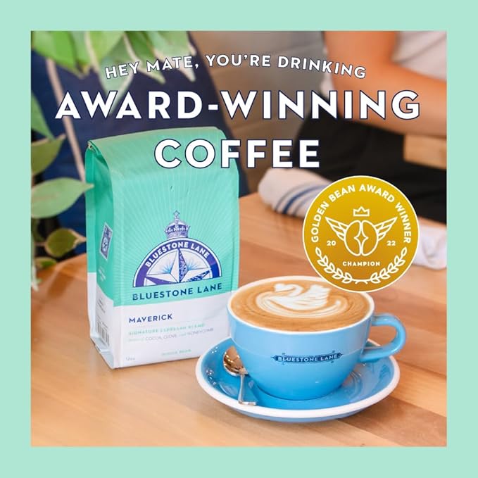 Bluestone Lane Ground Coffee, Maverick Espresso Blend, Medium Roast, 12 Ounce Bag (Pack of 2)