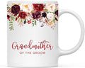 Andaz Press 11oz. Wedding Ceramic Coffee Tea Mug Gift, Fall Autumn Marsala Burgundy Flowers Roses Florals, Grandmother of the Groom, 1-Pack, Includes Gift Box