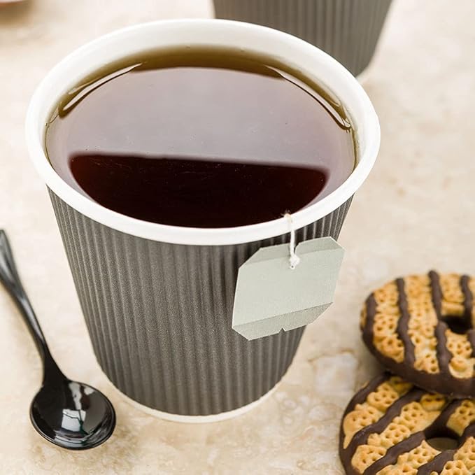 Restaurantware 8 Ounce Double Wall Disposable Coffee Cups, 500 Insulated Gray Paper Tumblers, with Ripple Wall Design, Lids Sold Separately for Hot Drinks like Tea, Hot Chocolate, and More