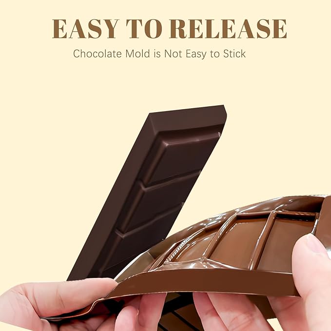 2 Pack Chocolate Bar Mold Deep for Stuffed Bar, Non-Stick Thick Chocolate Molds, Silicone Chocolate Candy Molds for Knafeh Pistachio Chocolate Bar, Candy, DIY Handmade Gifts (5 Snap+10 Snap)