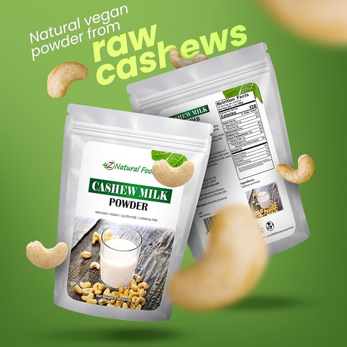 Z Natural Foods Cashew Milk Powder, Cashew Milk for Healthy Heart, Bones, and Skin, Ideal for Tea, Smoothies, and Recipes, High in Fiber, Non-GMO, Vegan, Gluten-Free, Kosher, 1 lb. (Pack of 2)