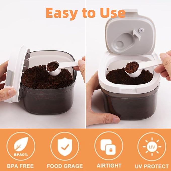 3 Piece Airtight Kitchen Storage Canisters Set, Coffee and Dry Food Storage Containers, BPA-Free, Stackable, Easy-Clean, Perfect for Coffee, Flour, Sugar, Includes Scoop