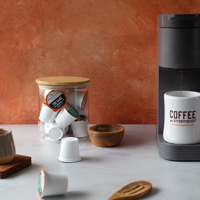 Fresh Roasted Coffee, Dark Brazil, Med-Dark Roast, 72 Pods for K Cup Brewers