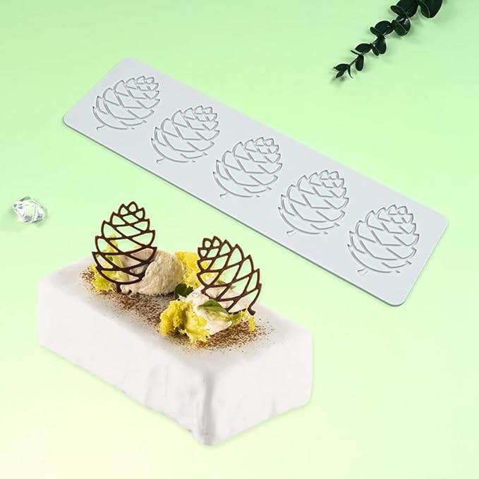 mostsom3D Hollow Out Lace Mold Silicone Pinecone Shape Fondant Molds Chocolate Mould For Cake Pastry Decor Baking Gumpaste Moulds Decoration Sugar Lace Veil Mat (O_ Pinecone)