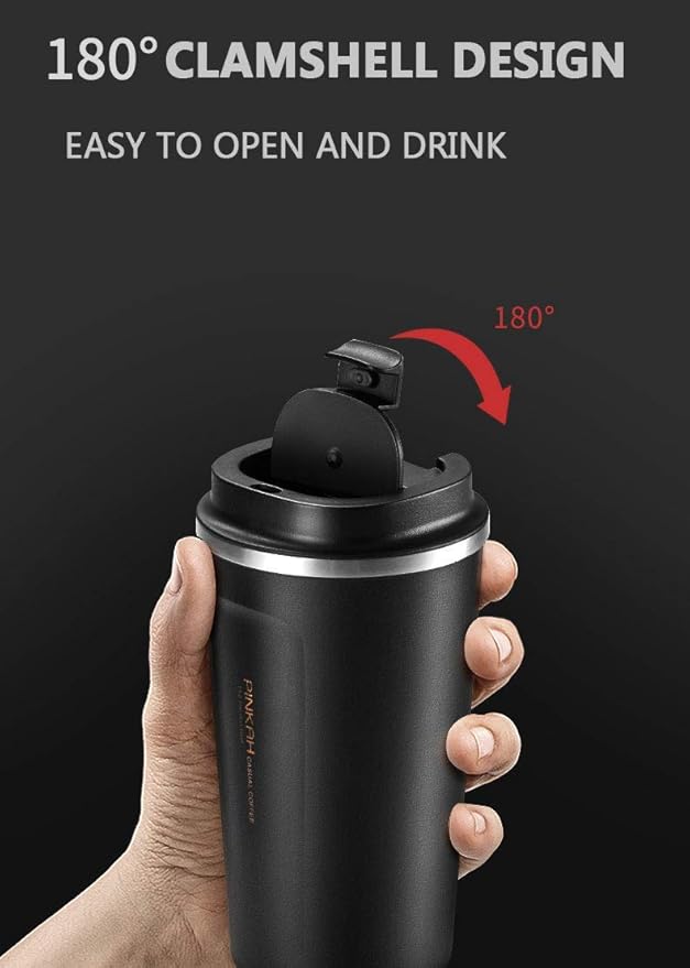 17OZ Stainless Steel Coffee Travel Mug, Double Walled Insulated Vacuum Tumbler Cup, Powder Coated Thermal with Lid for Hot and Cold Coffee Tea